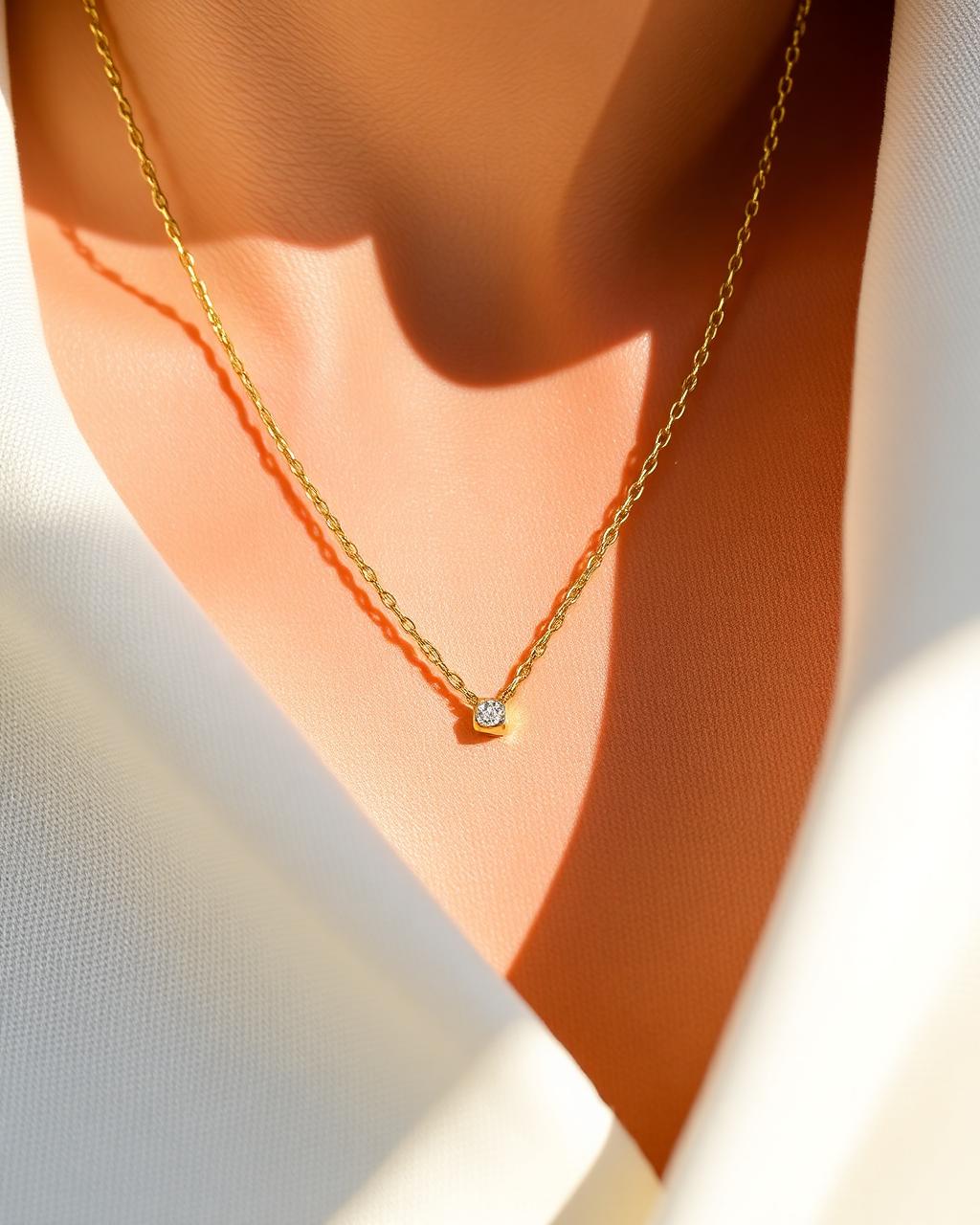 18k gold chain necklace with diamond pendant